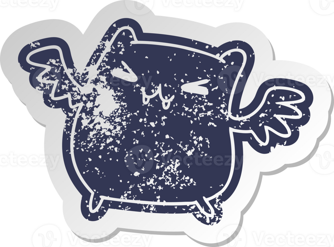 distressed old cartoon sticker of a kawaii cute bat png
