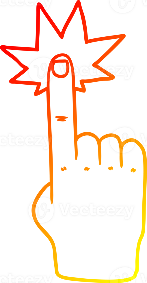 warm gradient line drawing of a cartoon pointing hand png