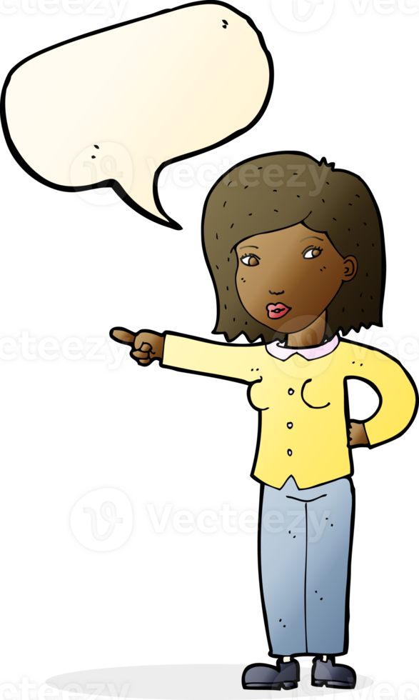 cartoon woman pointing with speech bubble png