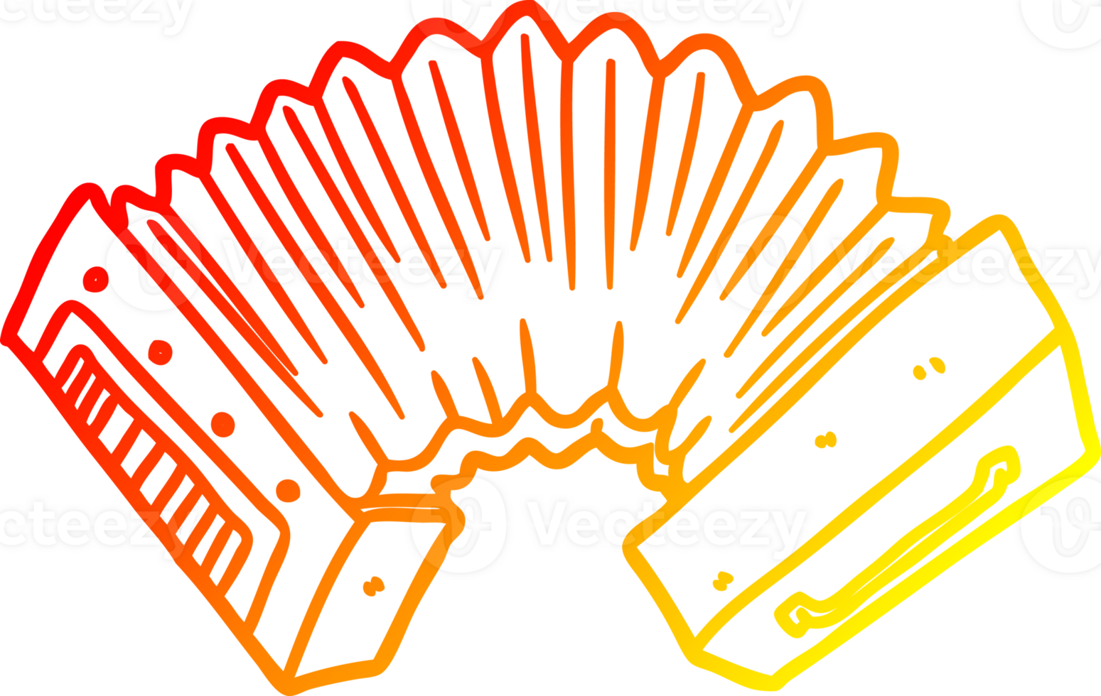 warm gradient line drawing of a cartoon accordion png