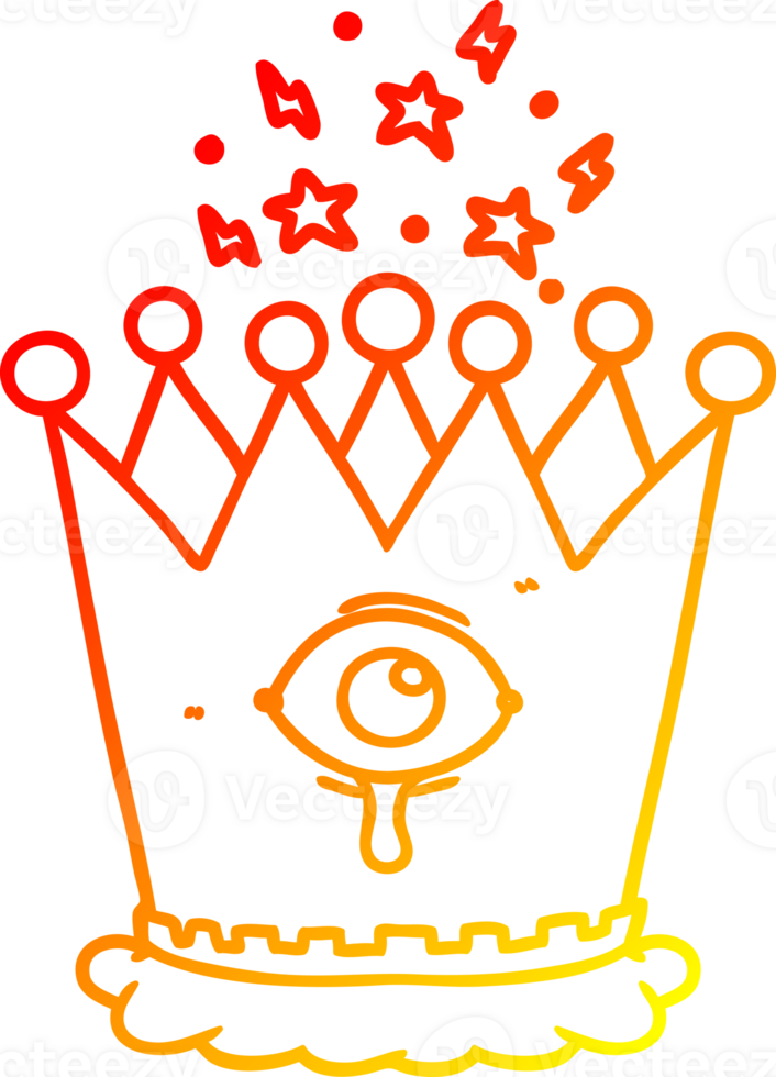 warm Gradient Linie Zeichnung von ein Karikatur Magie Krone png