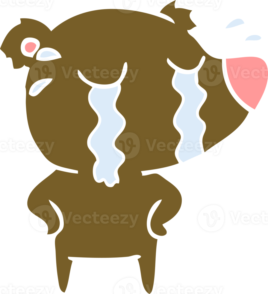 flat color style cartoon crying polar bear png