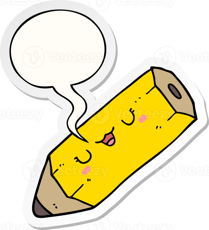 cute cartoon pencil with speech bubble sticker png