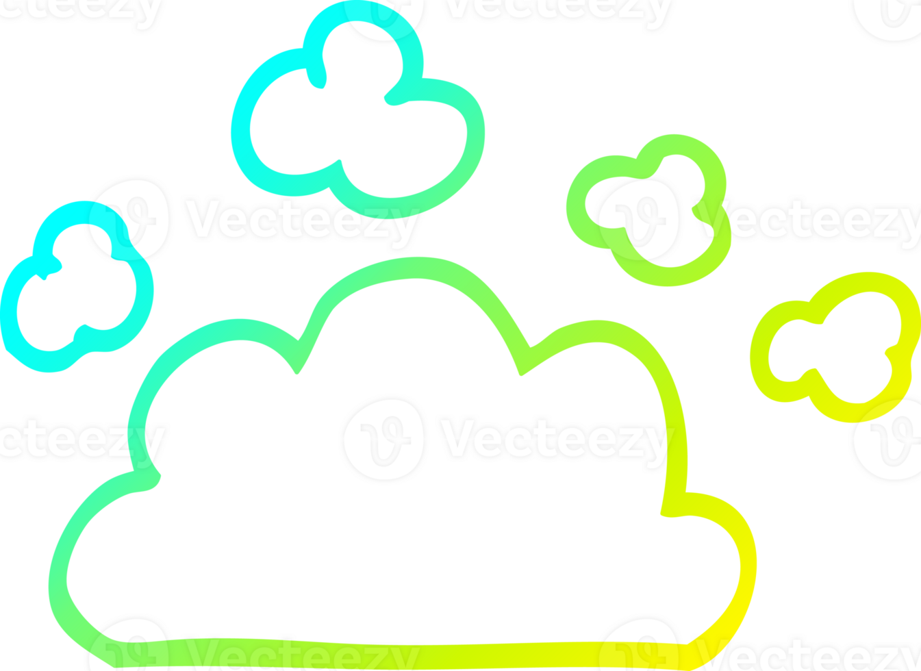 cold gradient line drawing of a cartoon weather cloud png