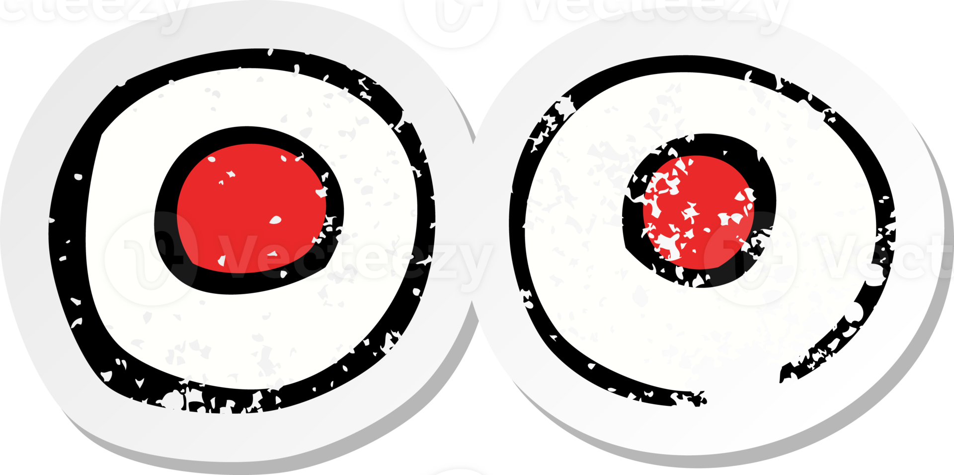 retro distressed sticker of a cartoon red eyes png