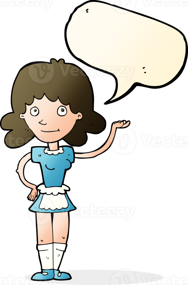cartoon maid with speech bubble png