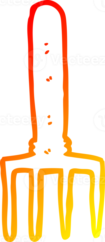 warm gradient line drawing of a cartoon fork png