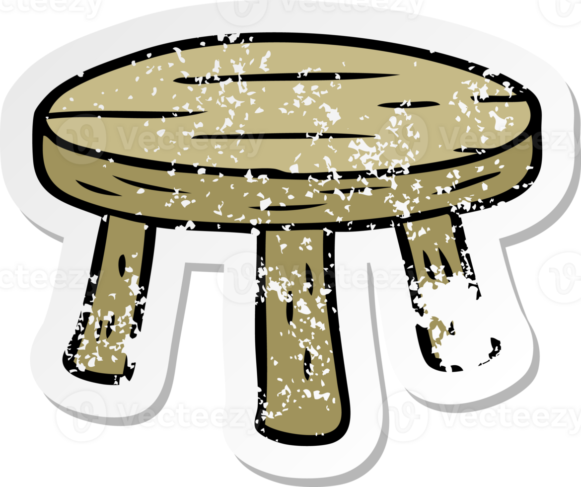 distressed sticker of a cartoon small stool png