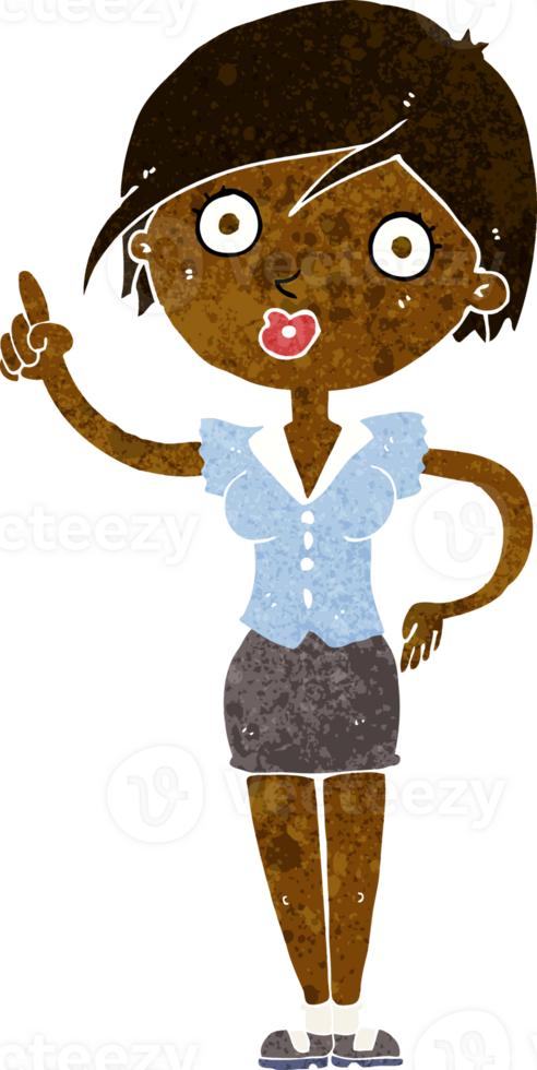 cartoon pretty woman with idea png