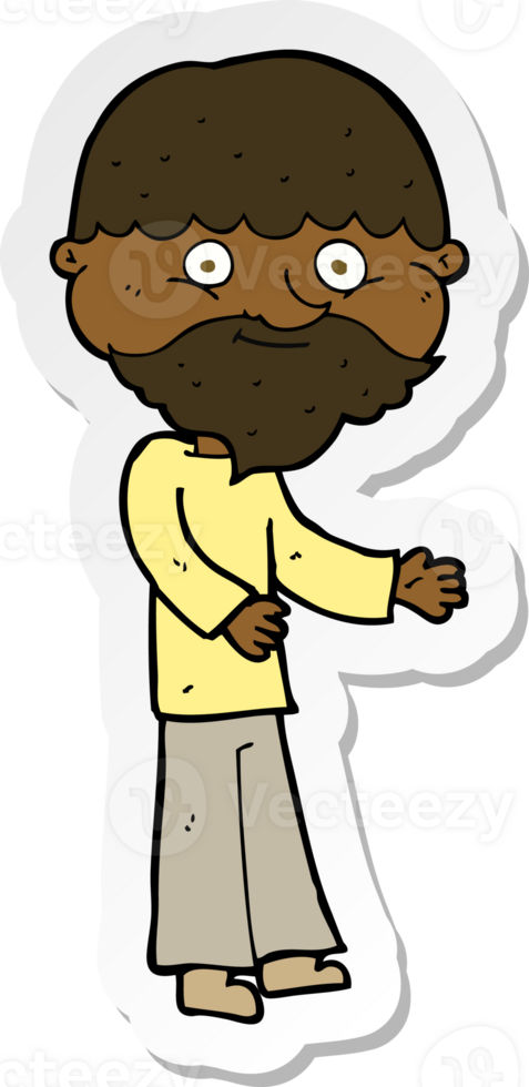 sticker of a cartoon happy bearded man png
