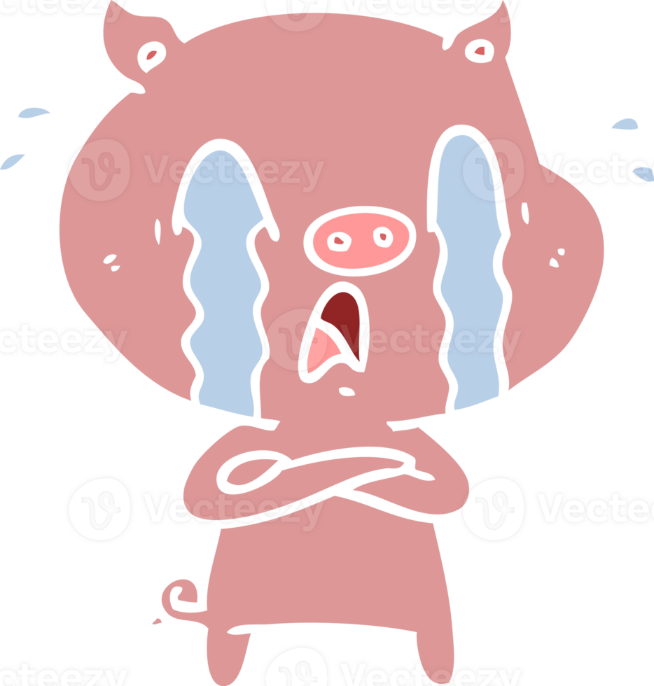 crying pig flat color style cartoon png