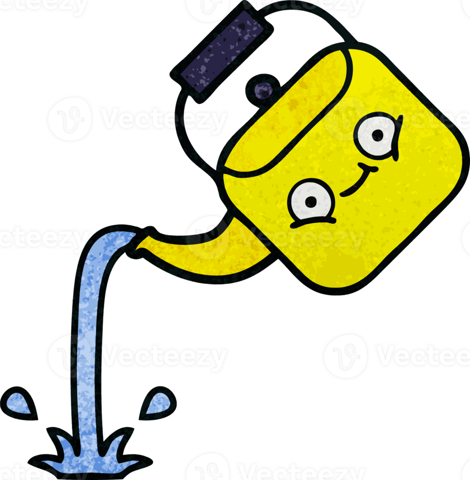 retro grunge texture cartoon of a pouring kettle png