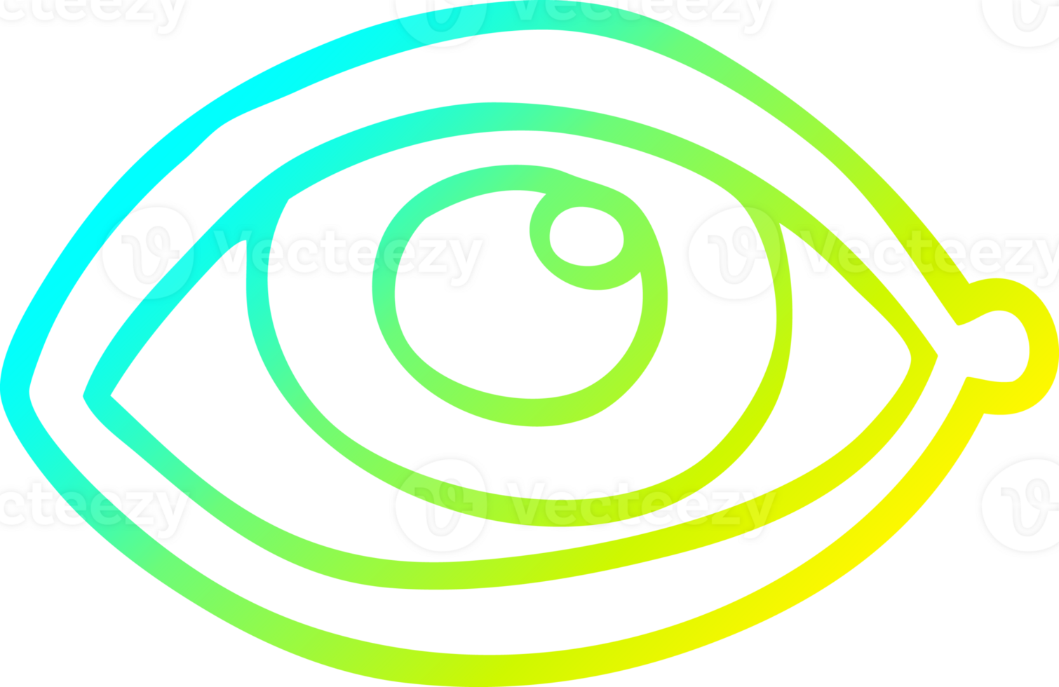 cold gradient line drawing of a cartoon human eye png