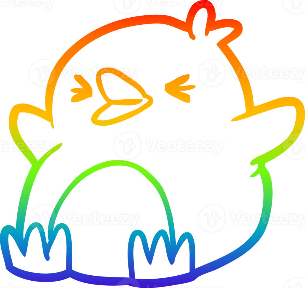 rainbow gradient line drawing of a Cartoon penguin png