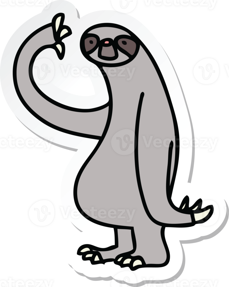 sticker of a quirky hand drawn cartoon sloth png
