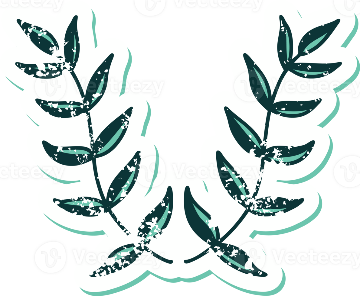 iconic distressed sticker tattoo style image of a laurel png