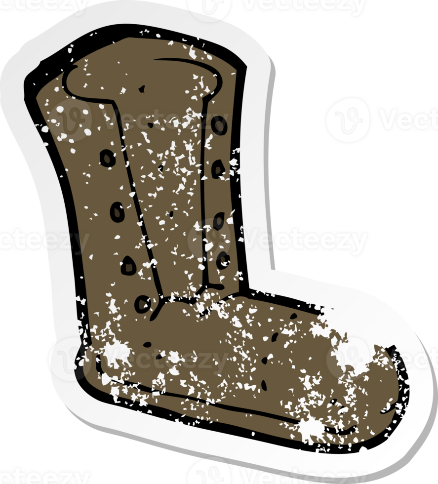 retro distressed sticker of a cartoon old boot png