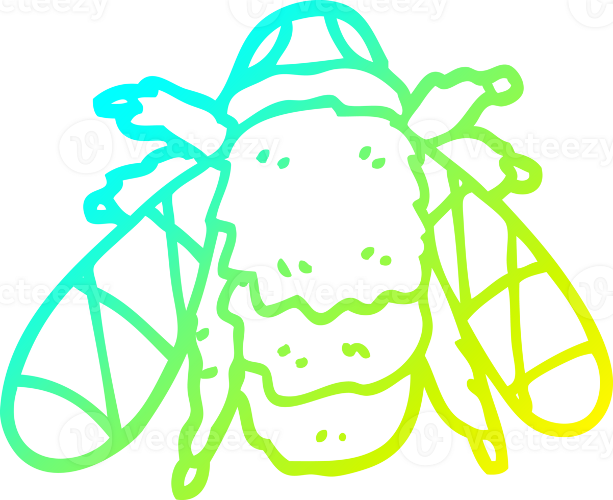 cold gradient line drawing of a cartoon bee png