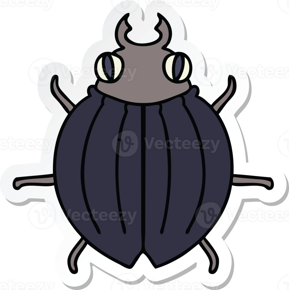 sticker of a quirky hand drawn cartoon beetle png