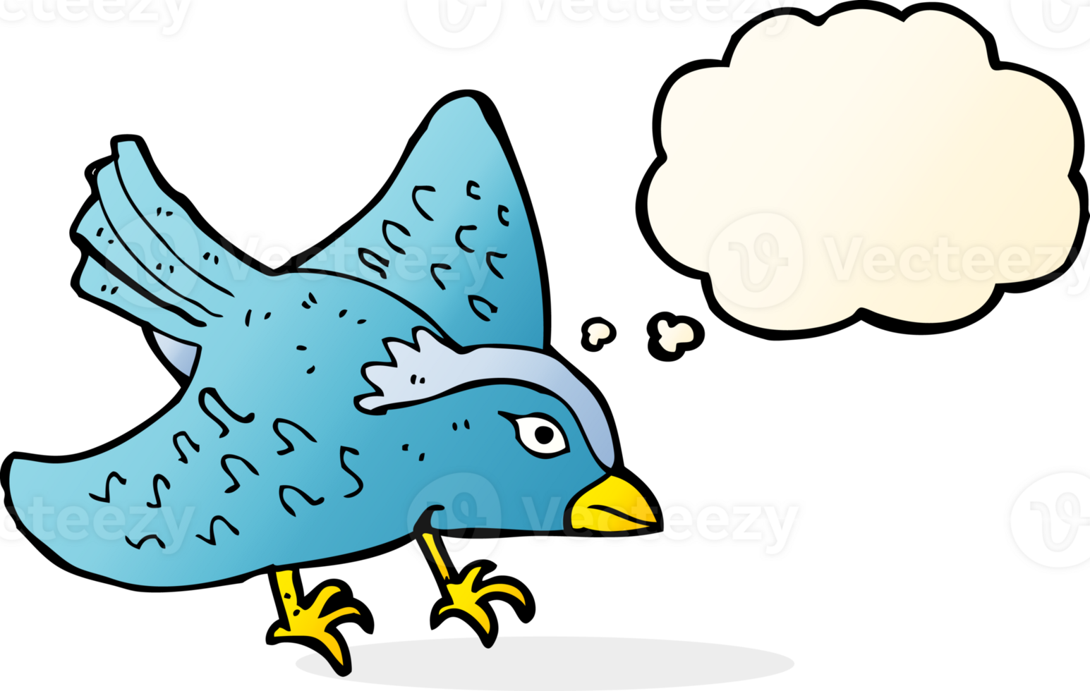 cartoon garden bird with thought bubble png