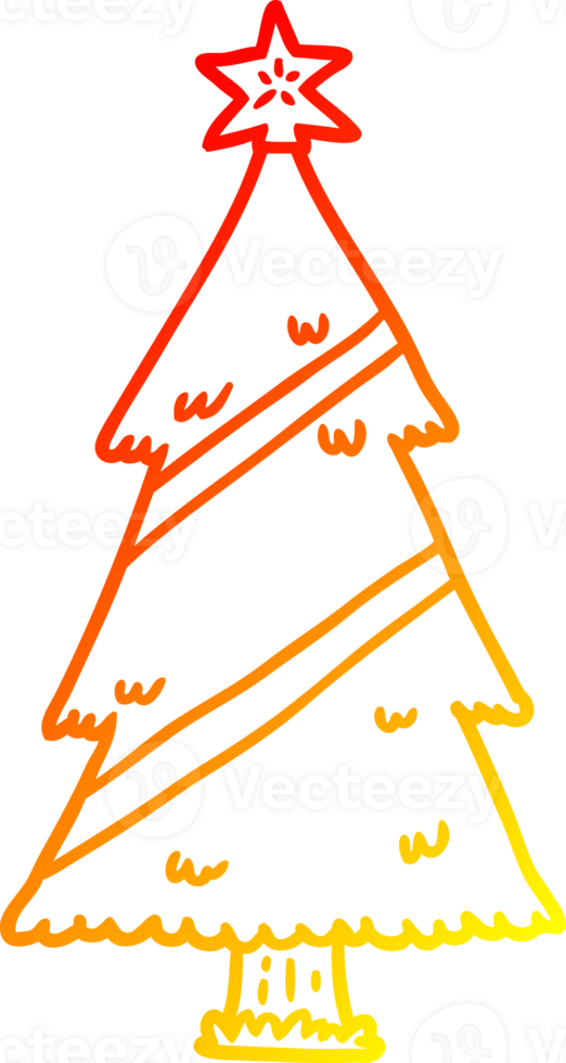 warm gradient line drawing of a christmas tree png