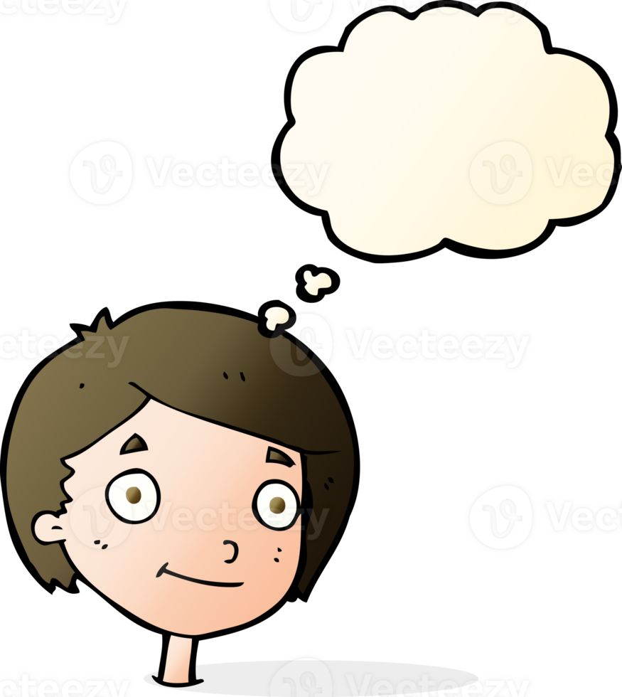 cartoon happy boy with thought bubble png