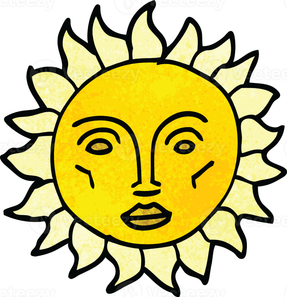 cartoon doodle traditional sun face png