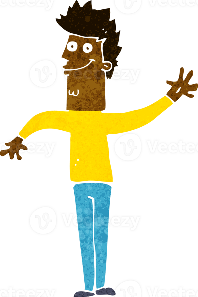 cartoon happy waving man png