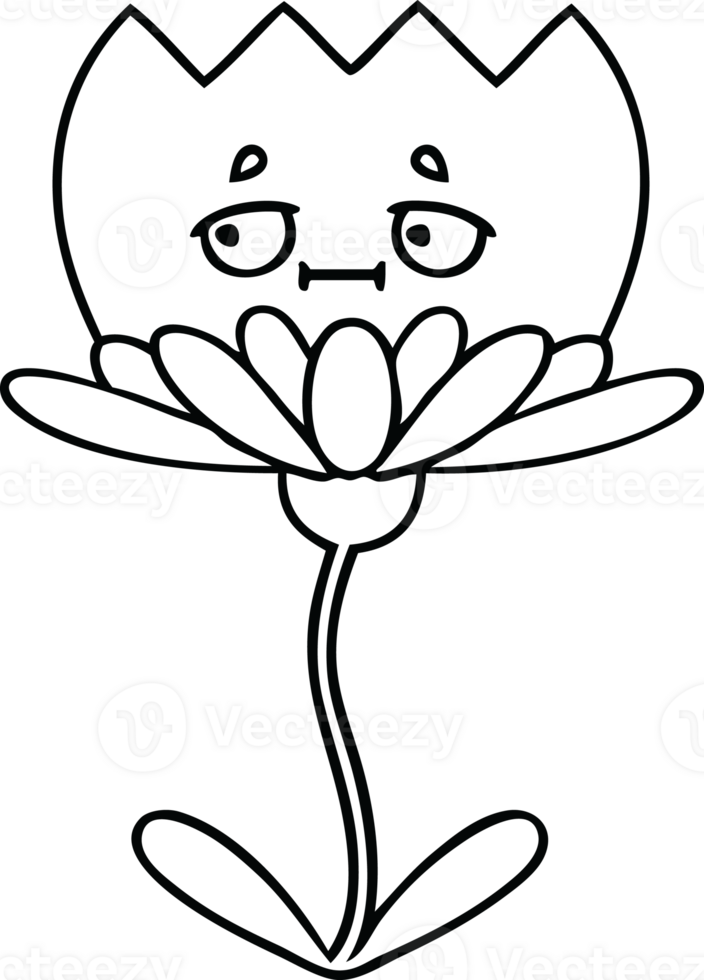 line drawing cartoon of a flower png