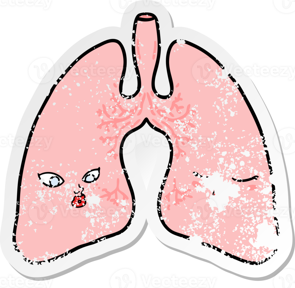 pegatina angustiada de los pulmones de una caricatura png