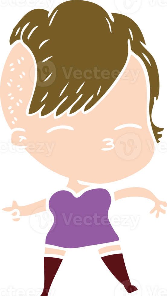 flat color style cartoon squinting girl png
