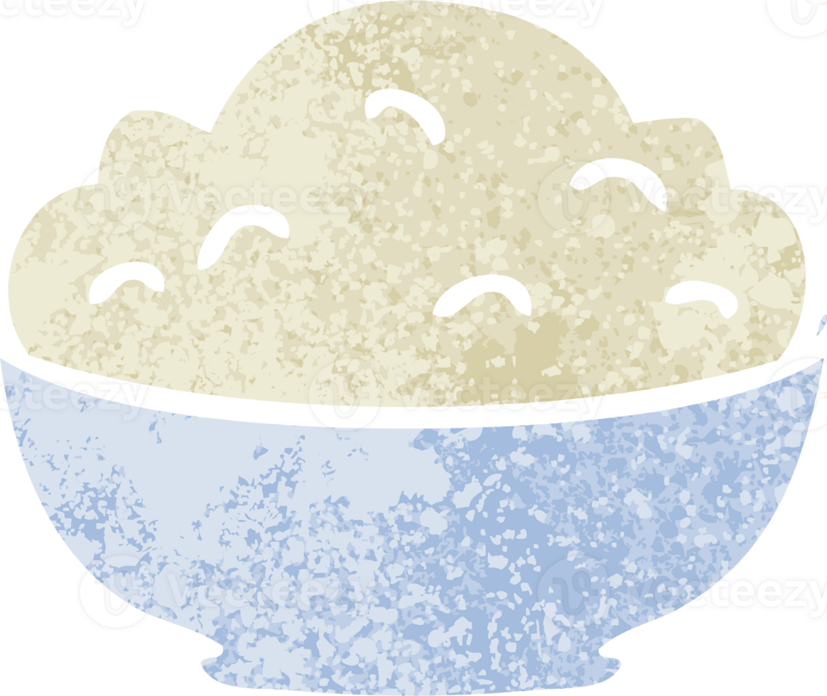 retro illustration style quirky cartoon bowl of mash png