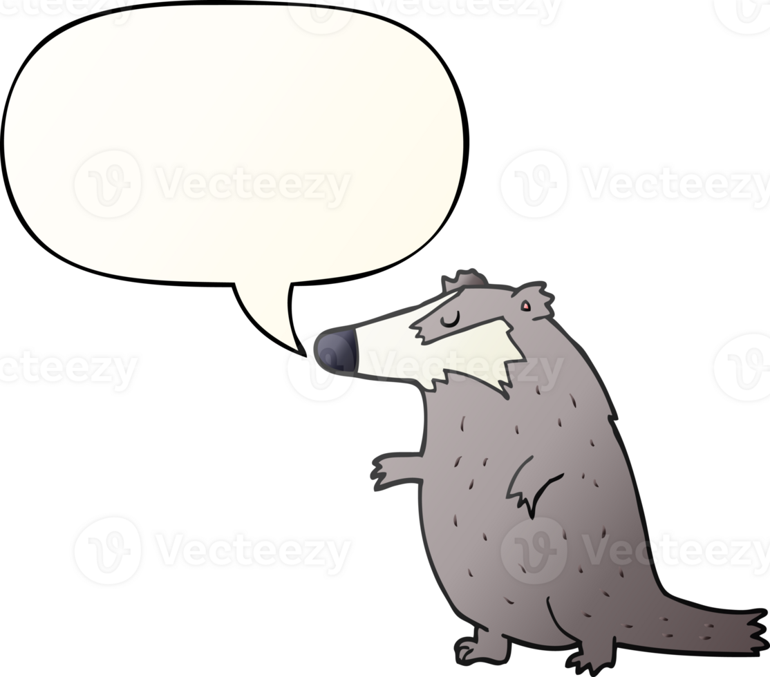 cartoon badger with speech bubble in smooth gradient style png