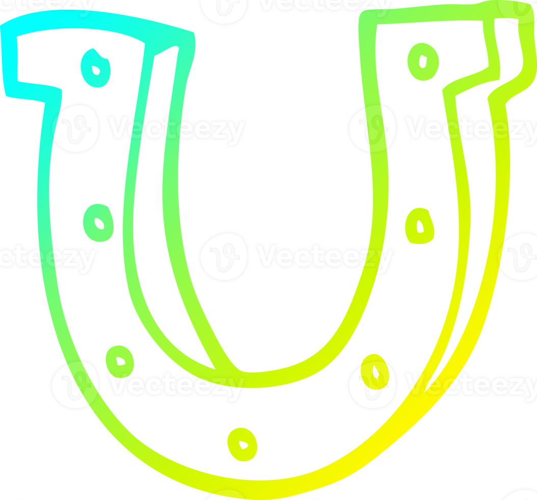 cold gradient line drawing of a cartoon horse shoe png