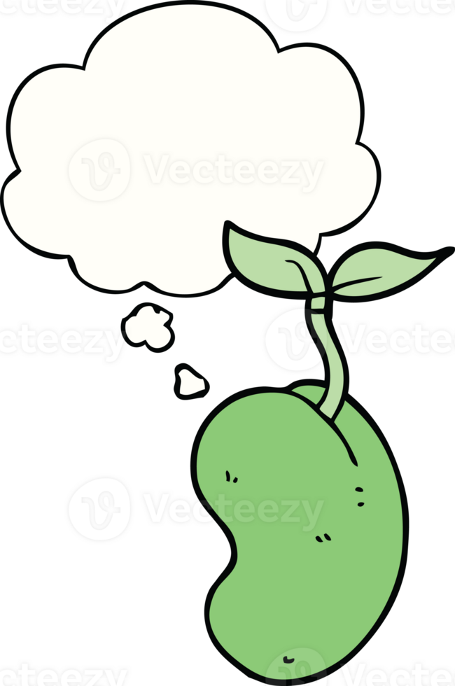 cartoon sprouting seed with thought bubble png