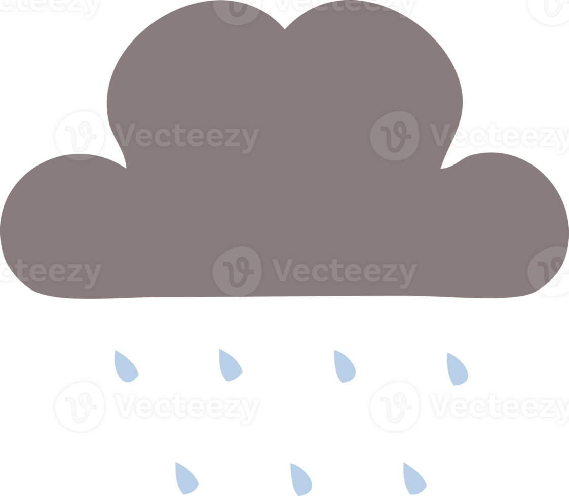 flat color retro cartoon of a storm rain cloud png