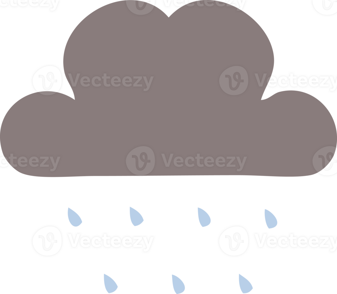eben Farbe retro Karikatur von ein Sturm Regen Wolke png