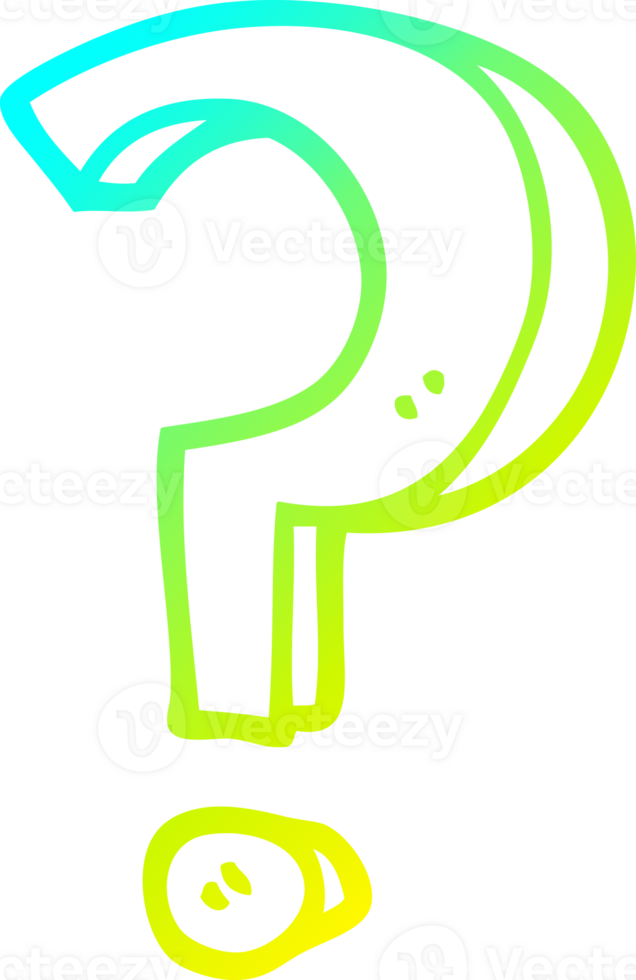 cold gradient line drawing of a cartoon question mark png