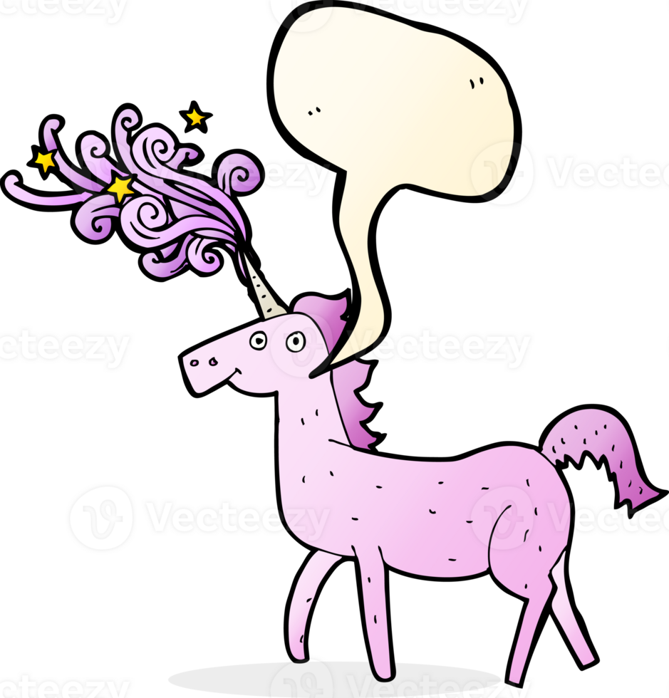 cartoon magical unicorn with speech bubble png