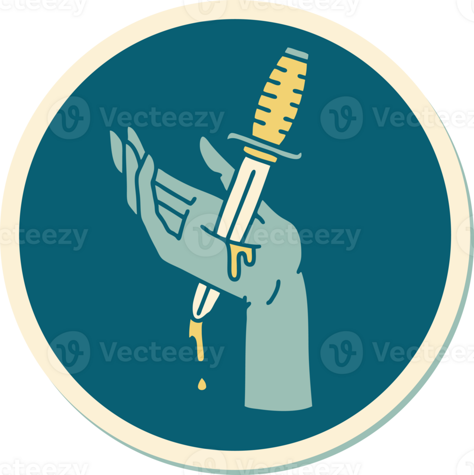 sticker of tattoo in traditional style of a dagger in the hand png