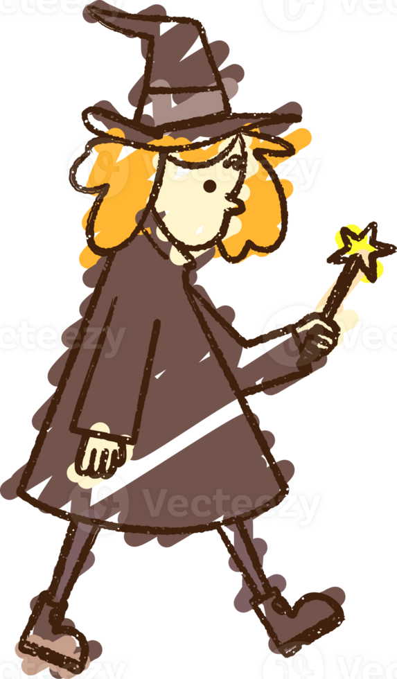 Witch Walking Chalk Drawing png