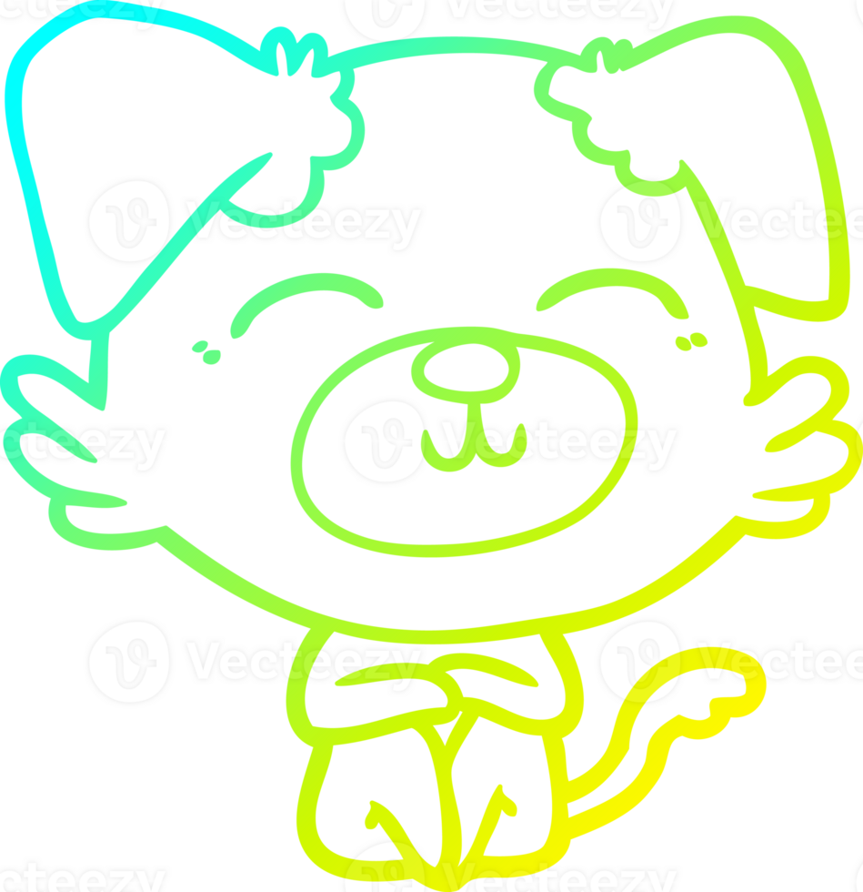 cold gradient line drawing of a cartoon dog png
