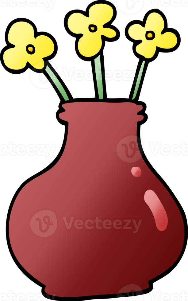 cartoon doodle flower vase png