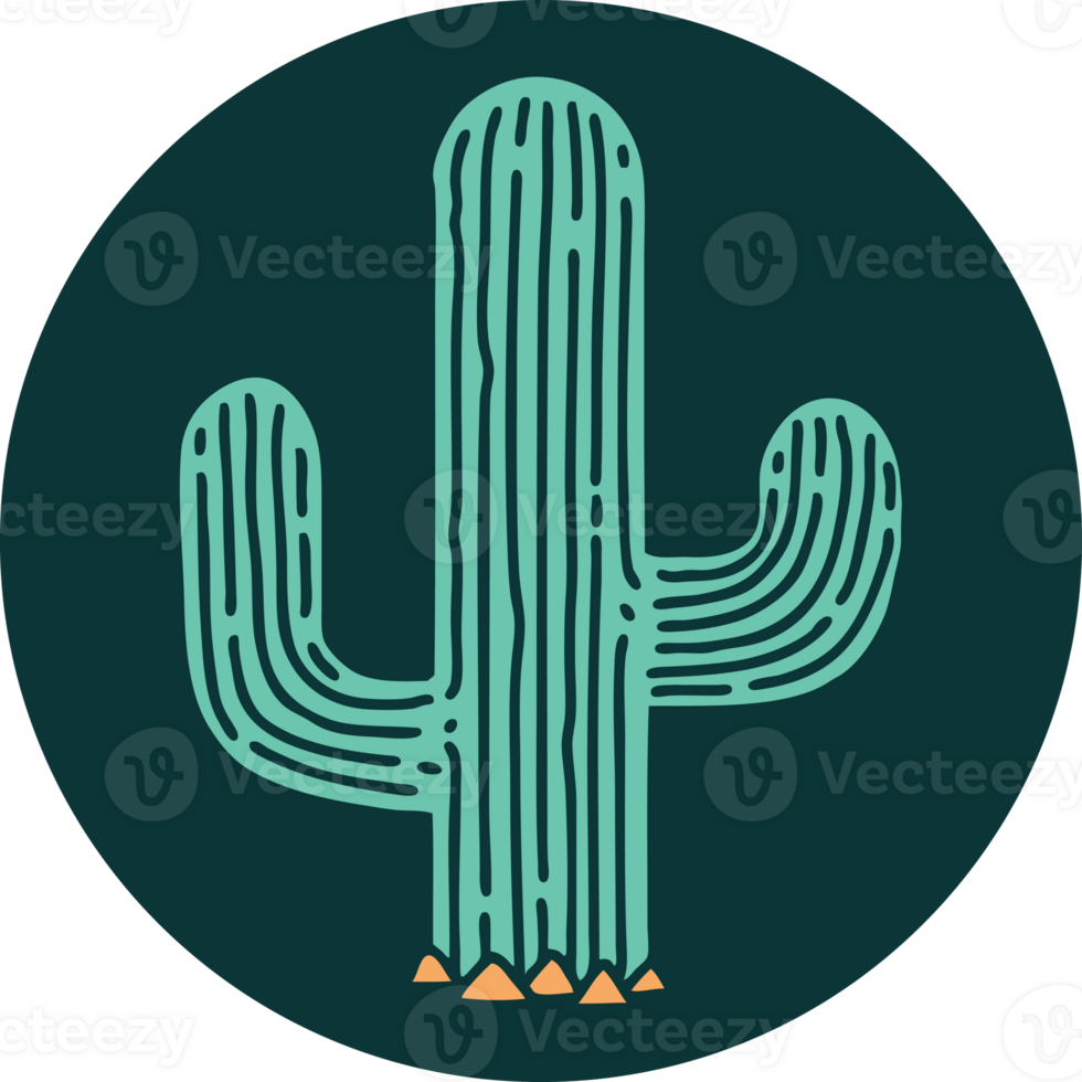 iconic tattoo style image of a cactus png