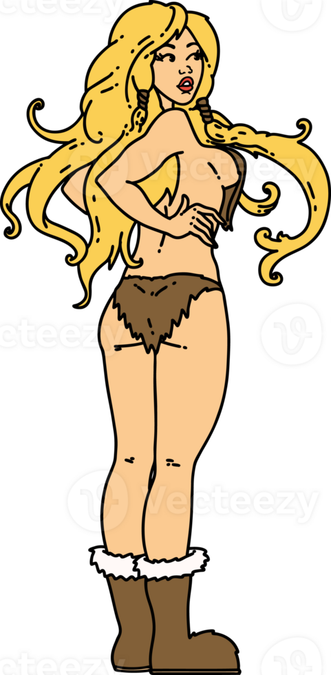 tattoo in traditional style of a pinup viking girl png