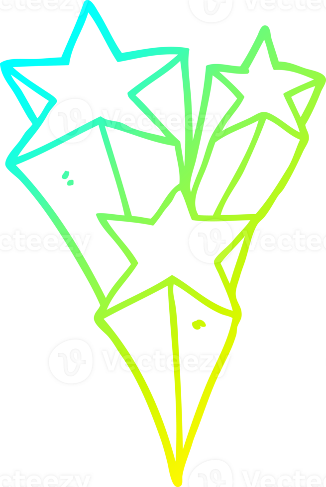 cold gradient line drawing of a cartoon shooting stars png