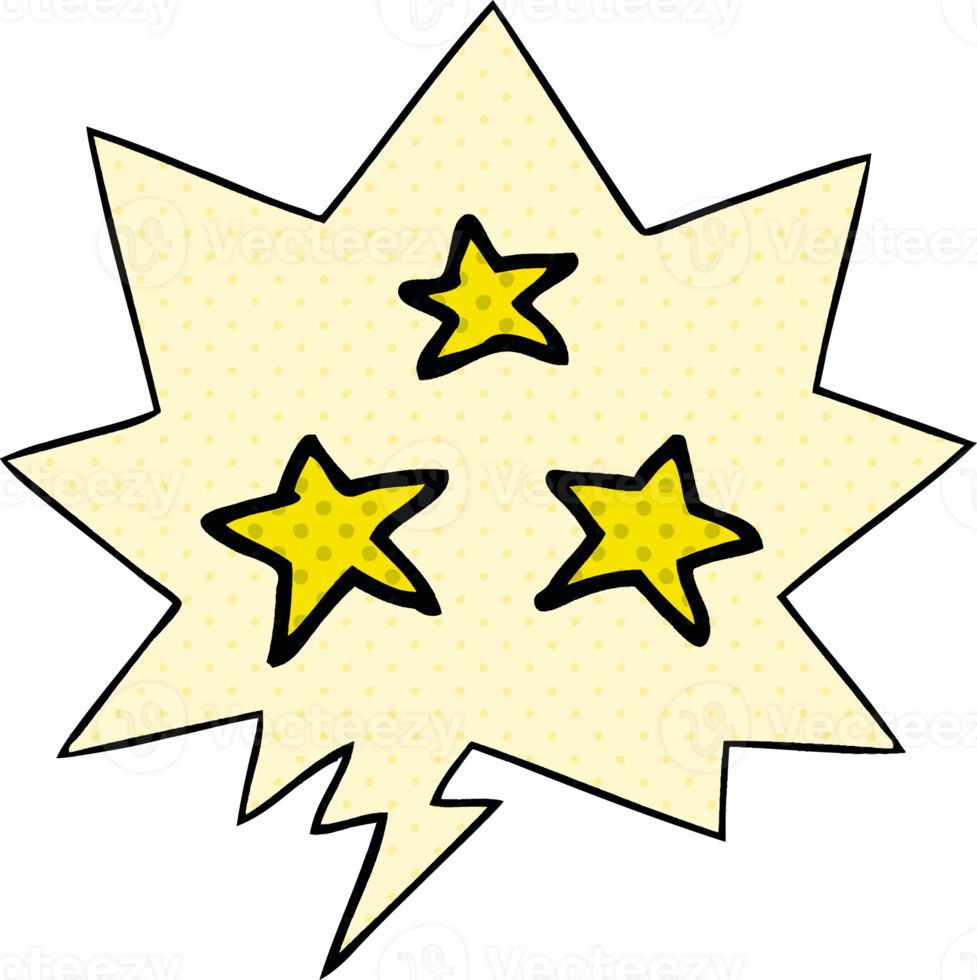 cartoon stars with speech bubble in comic book style png