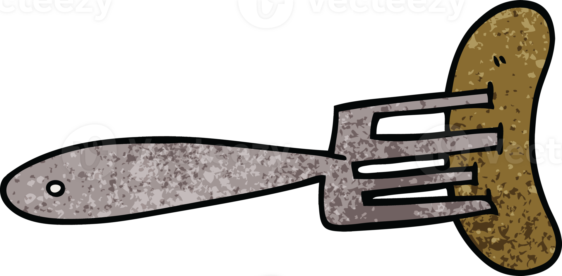 cartoon doodle sausage on fork png