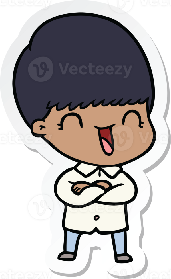 sticker of a happy cartoon boy png