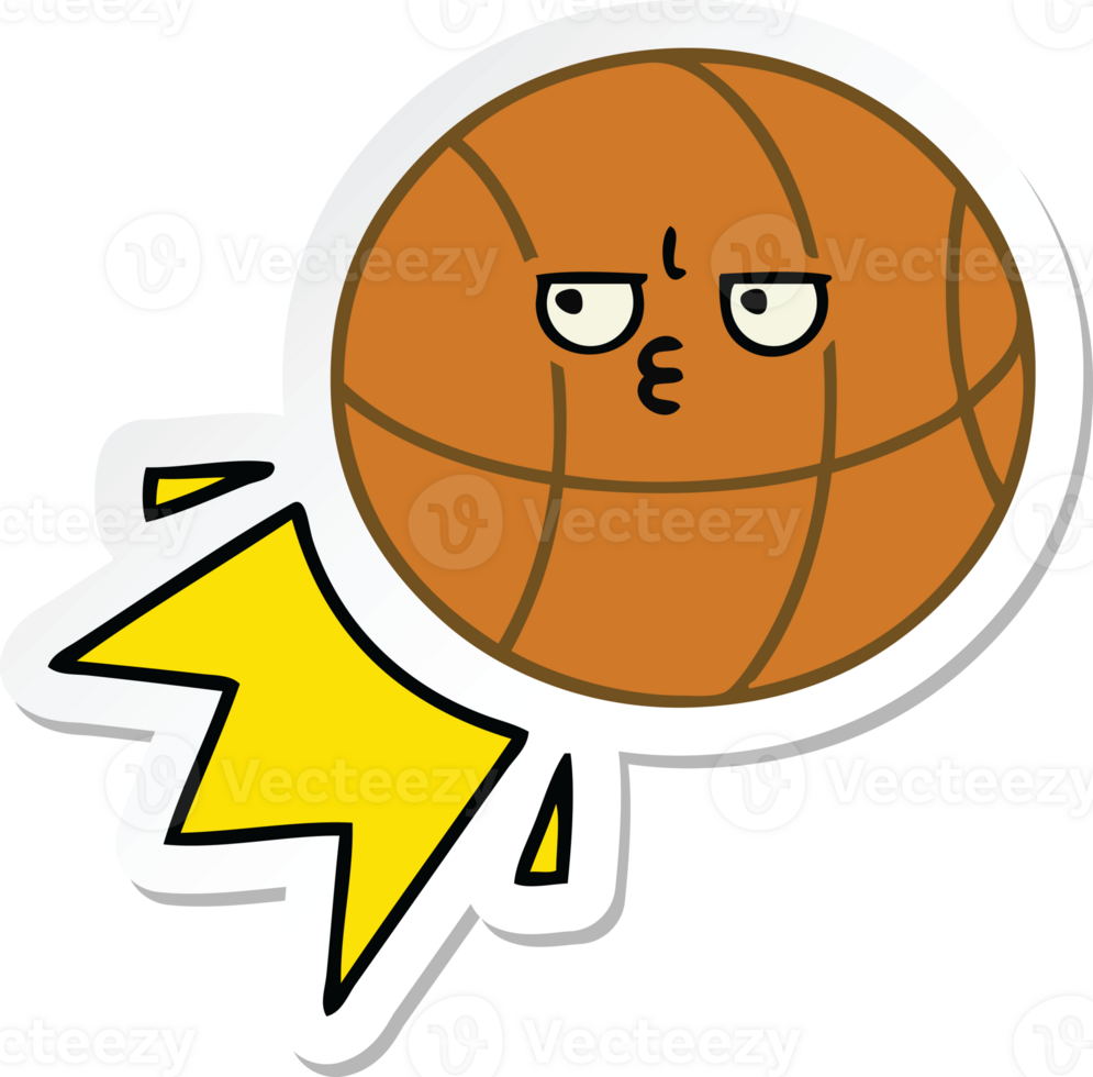 sticker of a cute cartoon basketball png